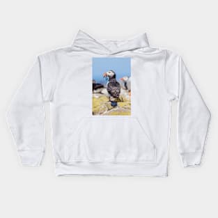 Atlantic Puffin with Sand Eels Kids Hoodie